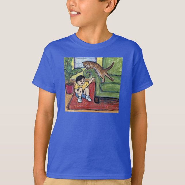 Playing Games Cat Lover Custom Art T-Shirts (Front)