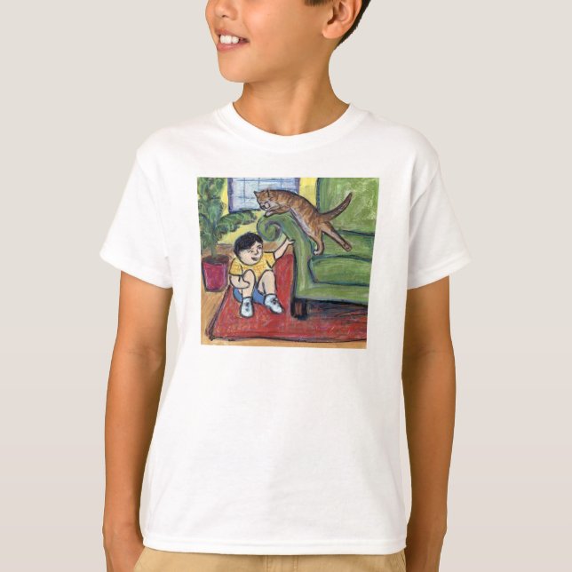 Playing Games Cat Lover Custom Art T-Shirts (Front)