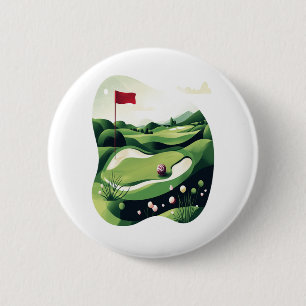 Playing Golf Field 6 Cm Round Badge