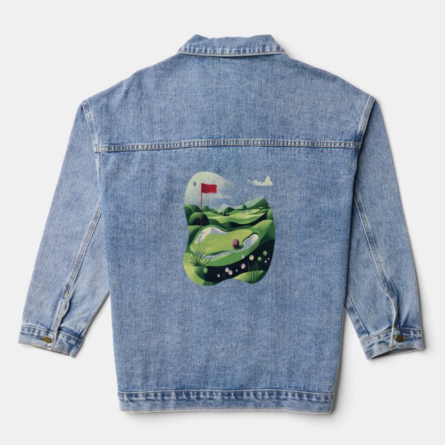 Playing Golf Field Denim Jacket (Back)