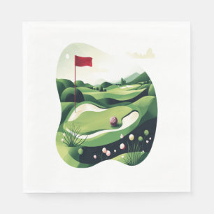 Playing Golf Field Napkin