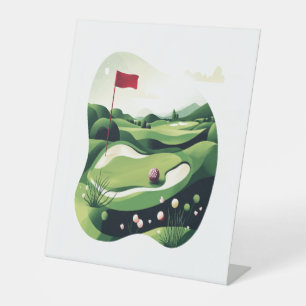 Playing Golf Field Pedestal Sign