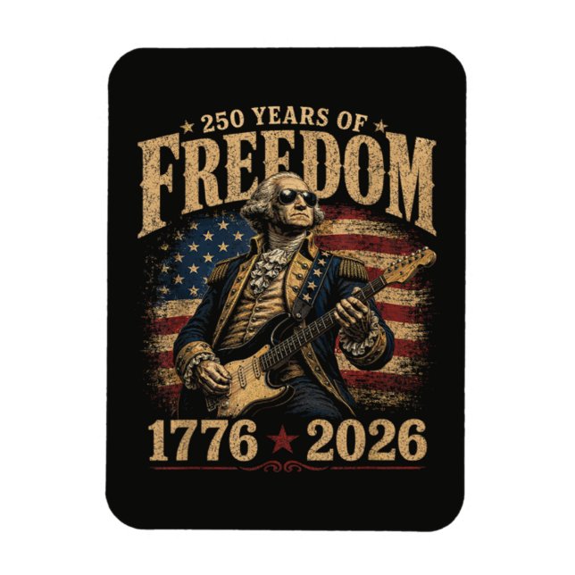  Playing Guitar 250 Years 4th July Magnet (Vertical)