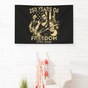Playing Guitar 4th July 250th Anniversary Banner