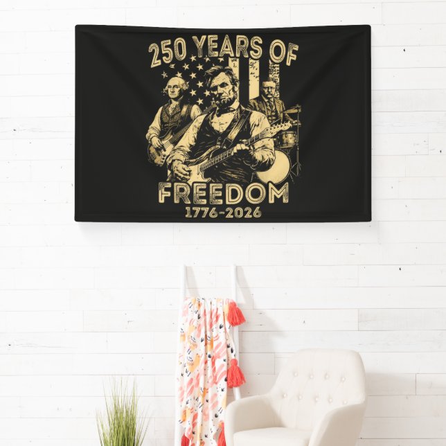 Playing Guitar 4th July 250th Anniversary Banner (Insitu)