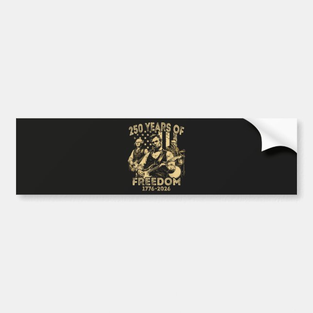 Playing Guitar 4th July 250th Anniversary Bumper Sticker (Front)