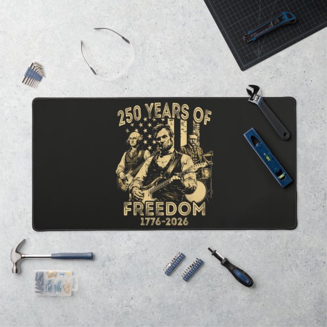 Playing Guitar 4th July 250th Anniversary Desk Mat (Workstation)