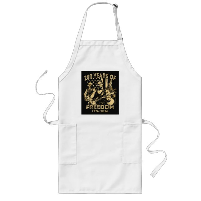 Playing Guitar 4th July 250th Anniversary Long Apron (Front)