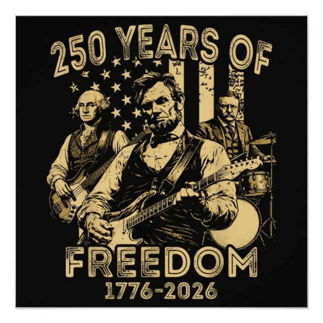 Playing Guitar 4th July 250th Anniversary Poster (Front)
