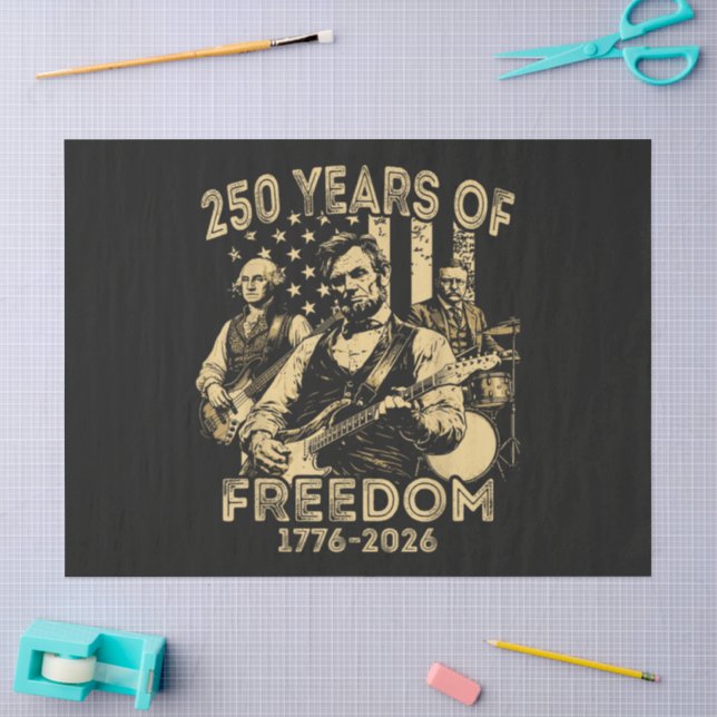 Playing Guitar 4th July 250th Anniversary Tissue Paper (Craft)
