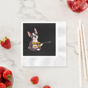 Playing Guitar Guitarist Frenchie Bulldog Gift Napkin