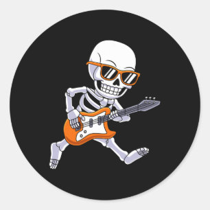 Playing Guitar Rock & Roll Boys Kids Classic Round Sticker