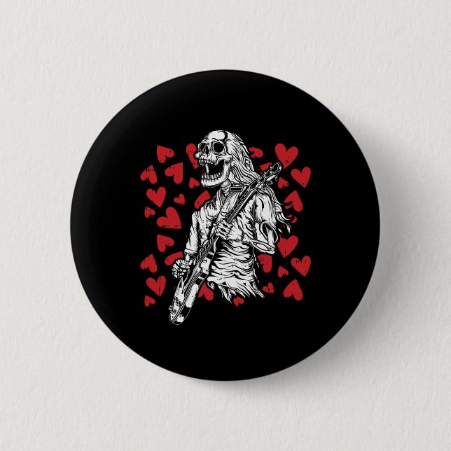 Playing Guitar Valentines Day Cool Rock Musician  6 Cm Round Badge (Front)