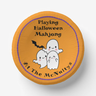 Playing Halloween Mahjong Personalise NAME Paper Plate