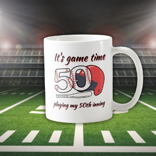Playing His 50th Inning Baseball Birthday Party Coffee Mug