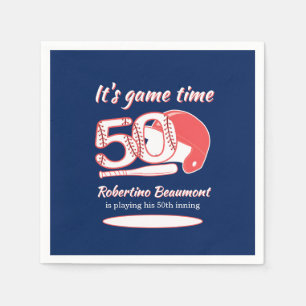 Playing His 50th Inning Baseball Birthday Party Napkin