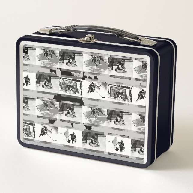 Playing Hockey - Ice Hockey Players Metal Lunch Box (Front)