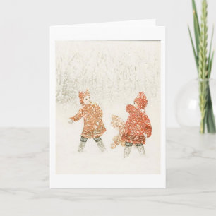 Playing in the Snow, Greeting Card
