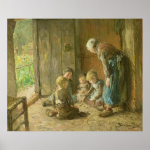 Playing Jacks on the Doorstep Poster