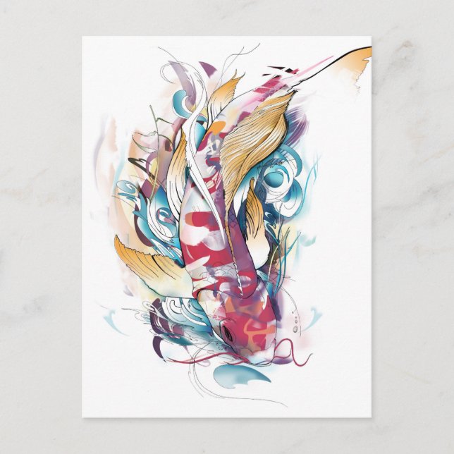 Playing Koi Postcard (Front)