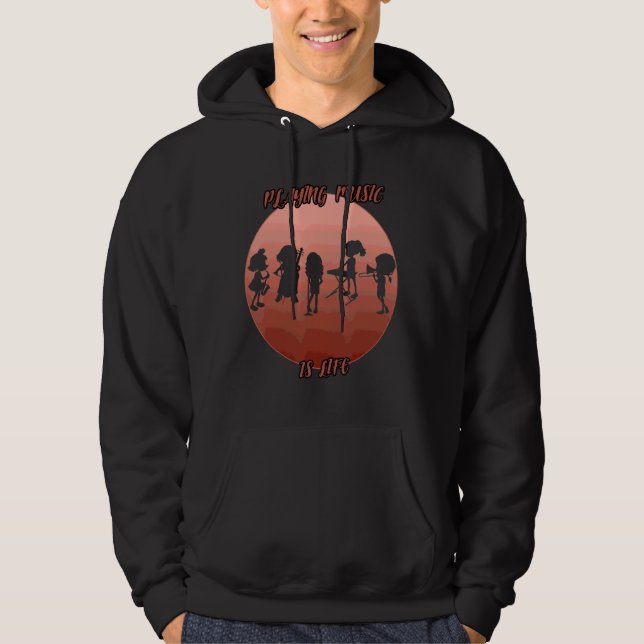 Playing Music Shadow In A Red Circle Hoodie (Front)