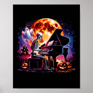 Playing Piano With Ghost Creepy Halloween Costume Poster