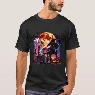 Playing Piano With Ghost Creepy Halloween Costume T-Shirt