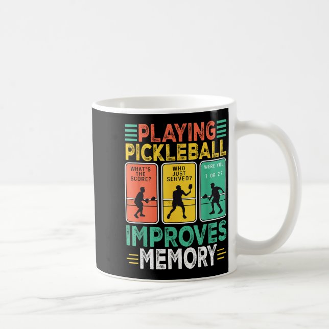 Playing pickleball improves memory funny picklebal coffee mug (Right)