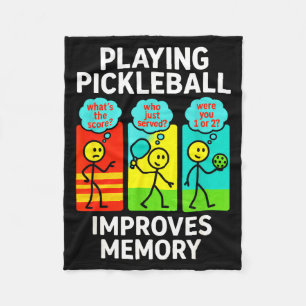 Playing pickleball improves memory - funny player fleece blanket