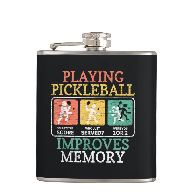 Playing Pickleball Improves Memory  Hip Flask (Front)