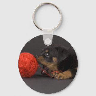 Playing Puppy 4 Key Ring