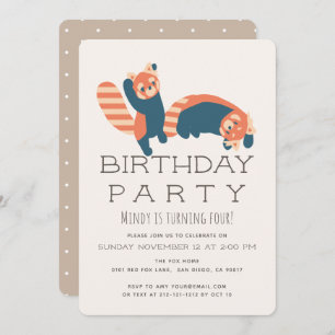 Playing Red Pandas Birthday Party Invitation