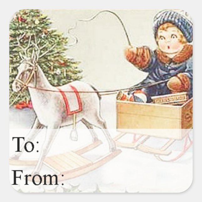 Playing Santa Vintage Christmas Gift Tag (Front)