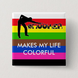 PLAYING SNOOKER modern font & coloured stripes 15 Cm Square Badge