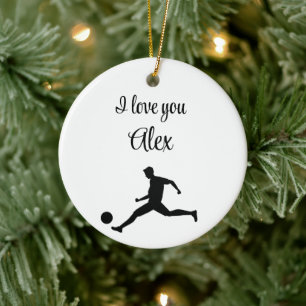 Playing Soccer Graphic – Funny Sports Cartoon Ceramic Tree Decoration