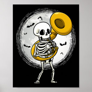 Playing Sousaphone Tuba Instrument Halloween Band  Poster