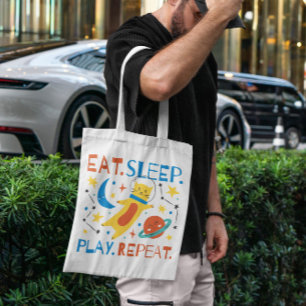 Playing Space Cat Tote Bag