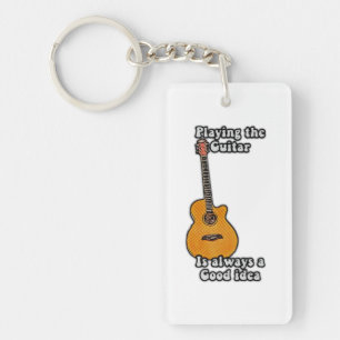 Playing the guitar is always a good idea. retro key ring