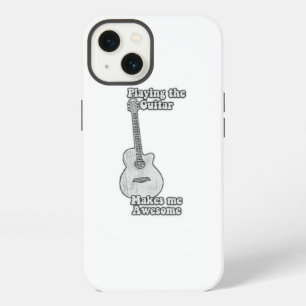 Playing the guitar makes me awesome. black & white iPhone 13 case