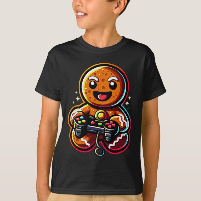 Playing Video Game Controller Gamer Christmas  T-Shirt (Front)