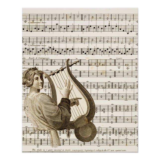 Playing Vintage Harp Music 304 Poster (Front)