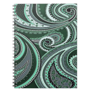 Playing With Paisley Patterns Aquamarine Tones Notebook