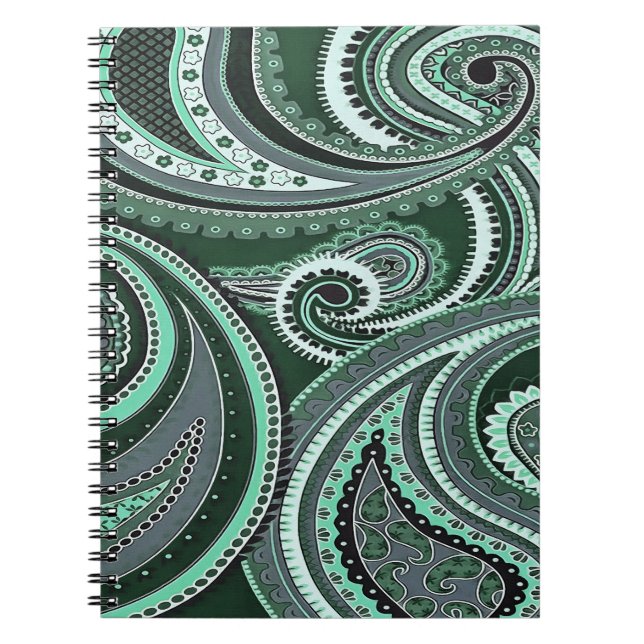 Playing With Paisley Patterns Aquamarine Tones Notebook (Front)