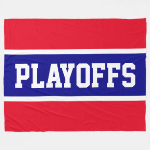 PLAYOFF Bold Bright Red White Royal Blue Stripes Fleece Blanket
