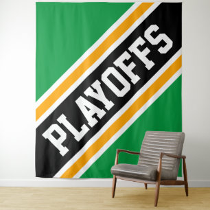 PLAYOFFS Bright Green Orange Black Slant Stripes Tapestry