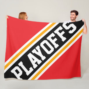 PLAYOFFS Fun Cool Bright Red Black Racing Stripes Fleece Blanket