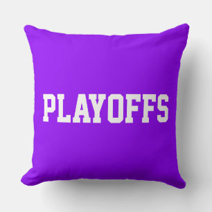PLAYOFFS Sporty Athletic Text On Bright Purple Cushion