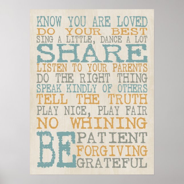 Playroom Rules Poster (Front)