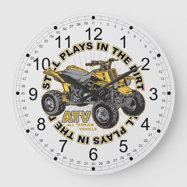 Plays in the Dirt ATV Large Clock (Front)
