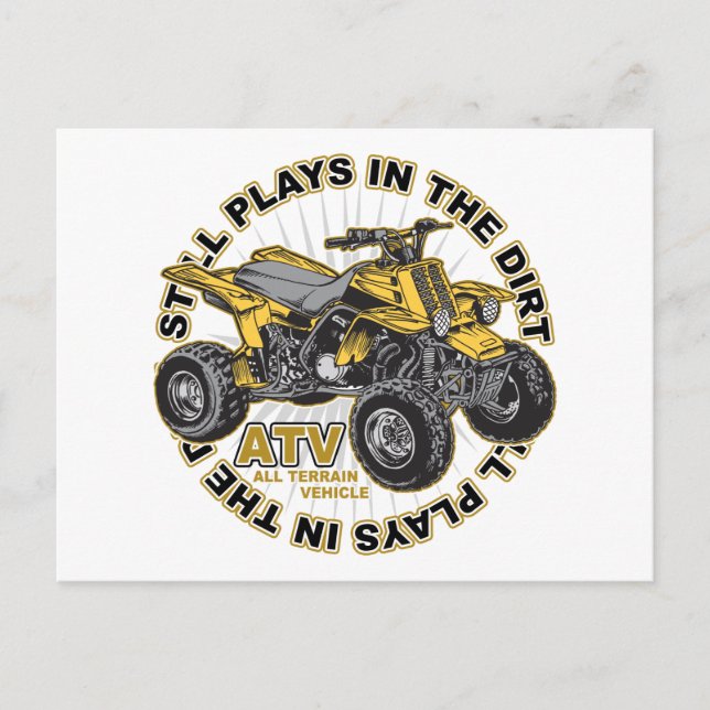 Plays in the Dirt ATV Postcard (Front)